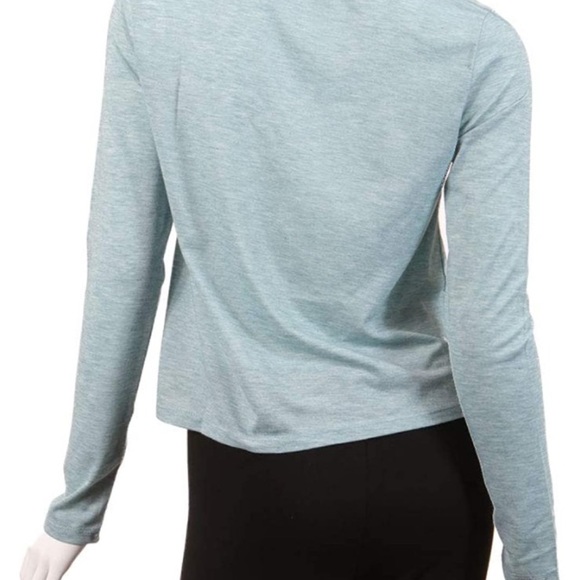 Tresics Women's Trendy Basic Long Sleeve Crew Neck Cropped Top Malibu Green - Picture 3 of 5